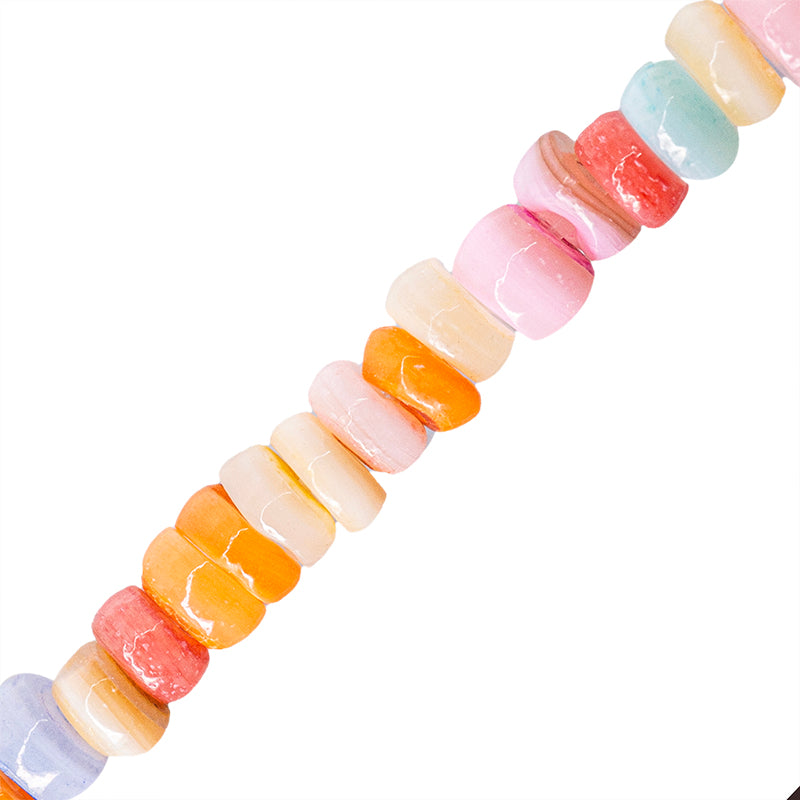 Perla de Concha Rondela 1.5x3.5mm Multicolor Rosa Naranja