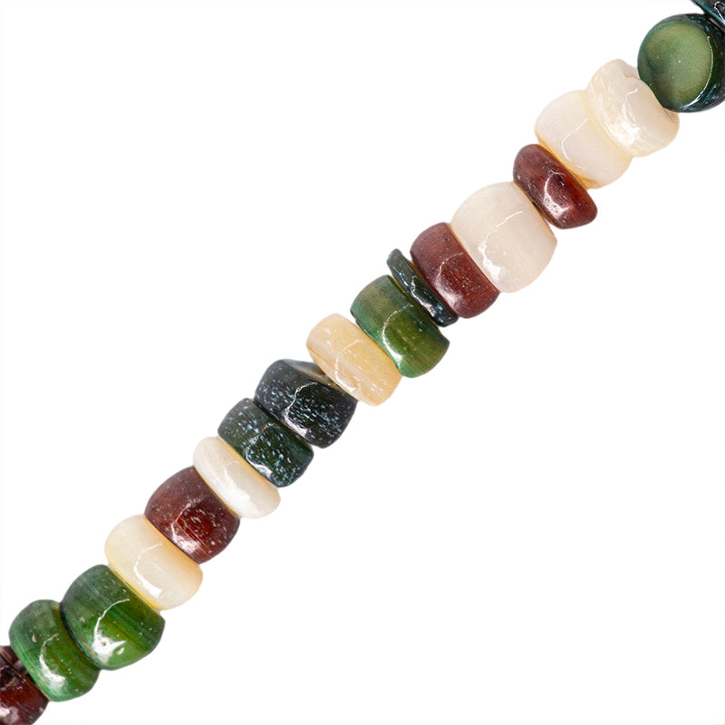 Perla de Concha Rondela 1.5x3.5mm Multicolor Verde Beige