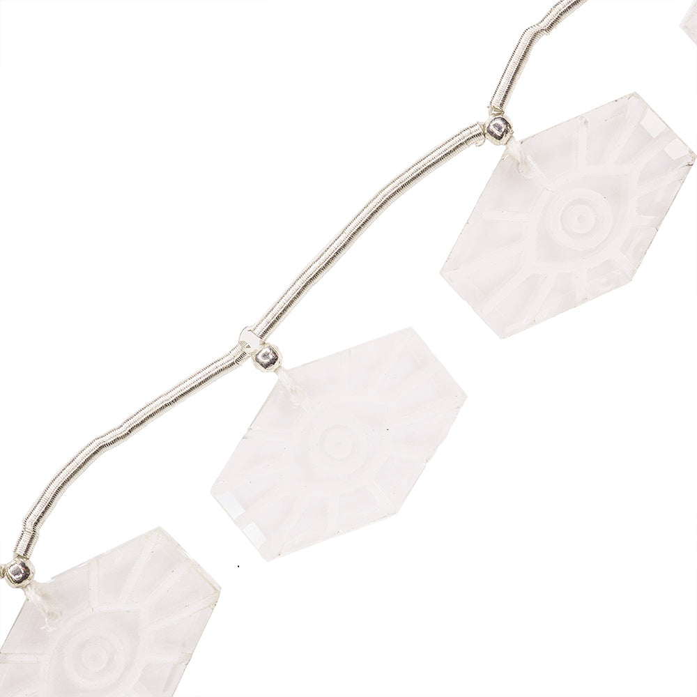 PF Cuarzo Hexágono con Ojo Grabado 20x14mm Transparente