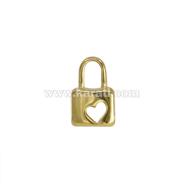 Dije Chapa Candado Love 13.6x8.6mm Dorado