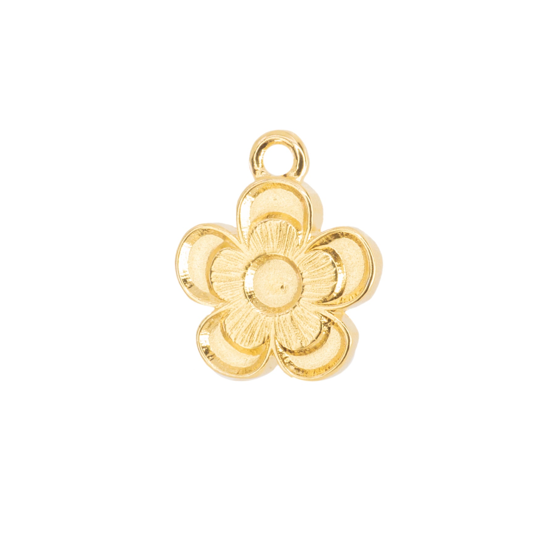 Dije Chapa Flor para Resina 18.8x16mm Dorado