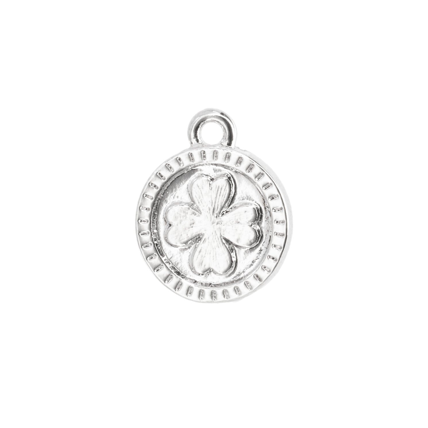 Dije Moneda de La Suerte Trebol 16x13mm Niquel