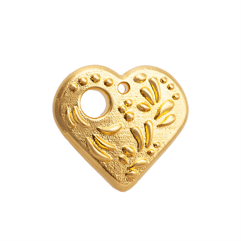 Dije Chapa Corazon Talavera 16x17.5mm Dorado