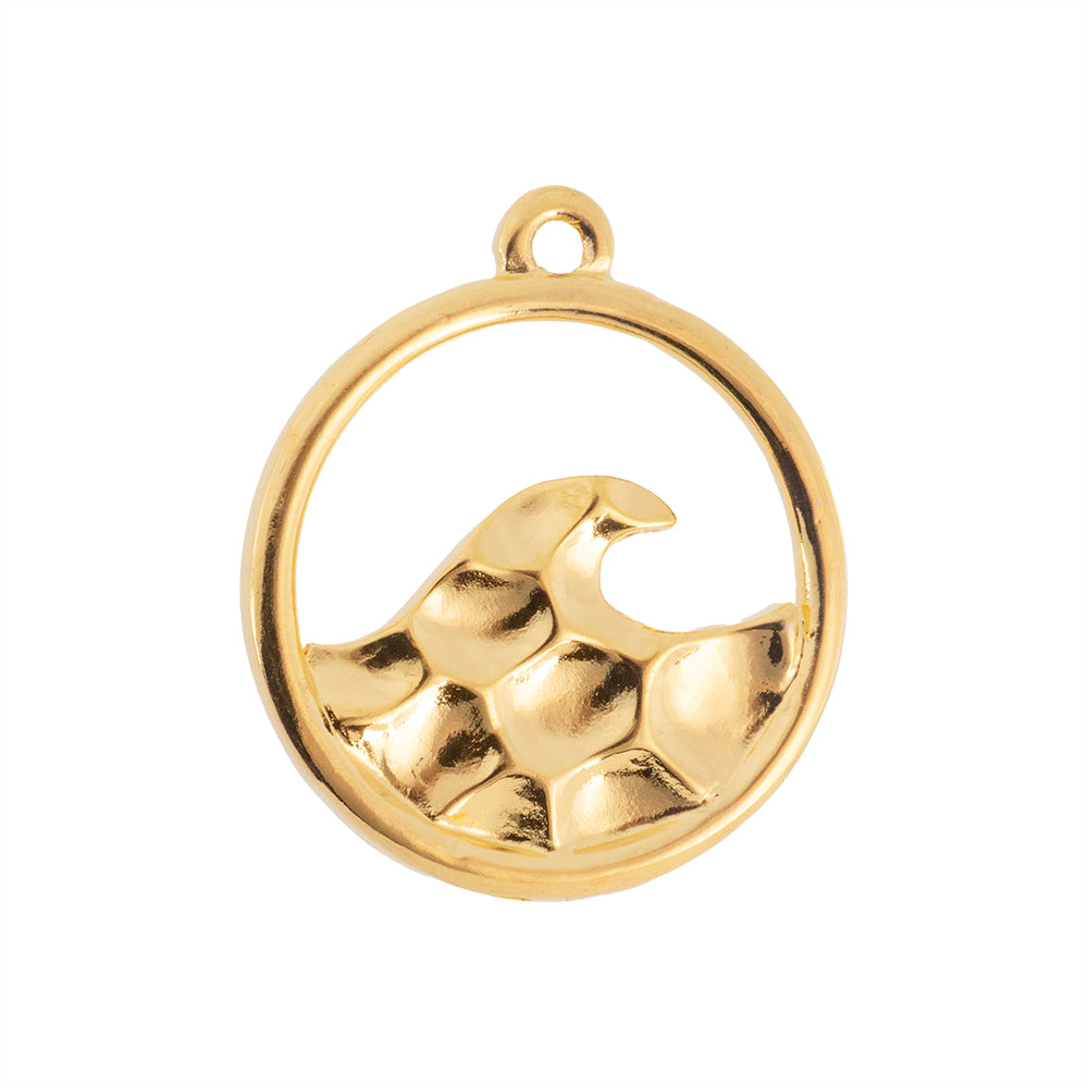 Dije Chapa Marino Ola Texturizada 27x23.5mm Dorado