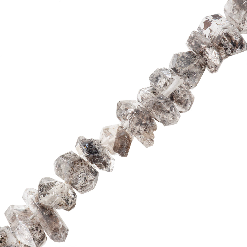 PF Diamante Herkimer Cuarzo Rutilado Facetado 2-3X5-10mm Gris