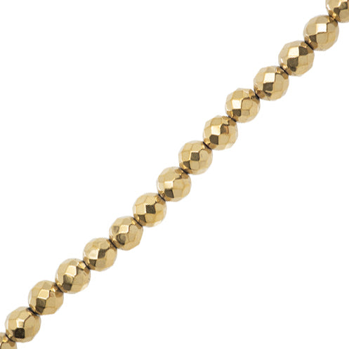 Hematita Esfera Facetada 6mm Dorado