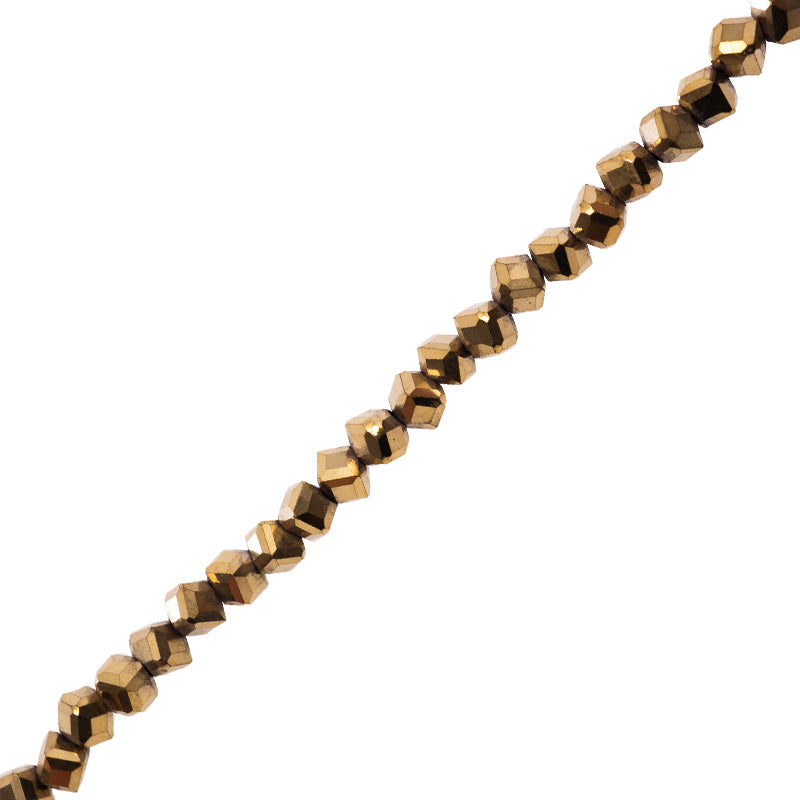 Hematita Cubo Facetado Transversal 3x3mm Dorado