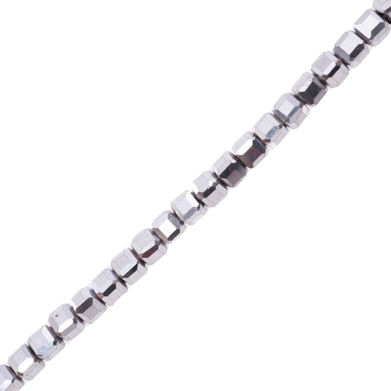 Hematita Cubo Facetado 3mm Plateado