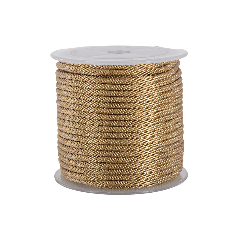 Cordón Poliéster Redondo Trenzado 3mm Dorado