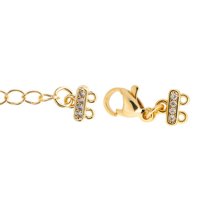 Terminal Para 2 Hilos con Circonia Extensión y Broche 6x6.7mm Dorado