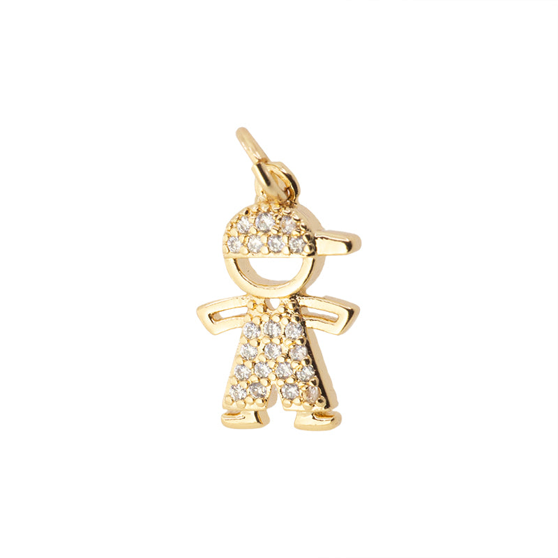 Dije Chapa con Circonia Niño 16x10mm Dorado