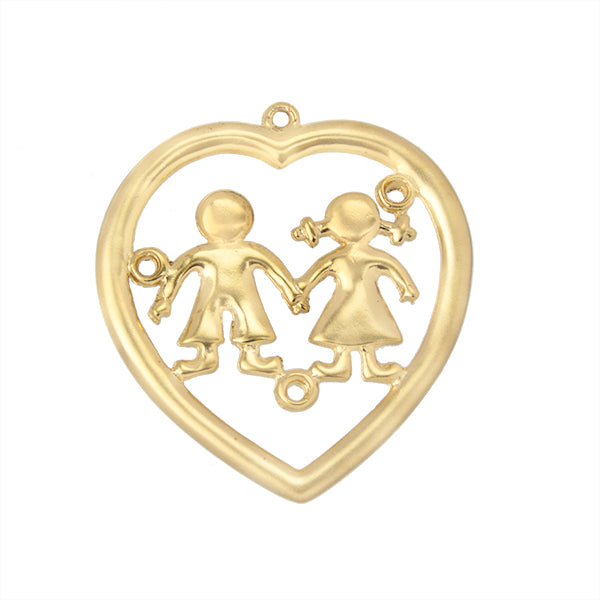 Dije Chapa Amor y Amistad Nino y Nina 48x44mm Dorado satinado