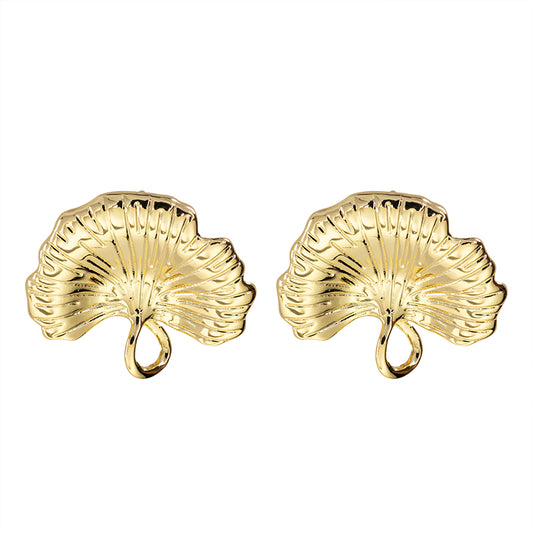 Aretes Media Flor Troquelada 22x24mm Dorado/Plateado