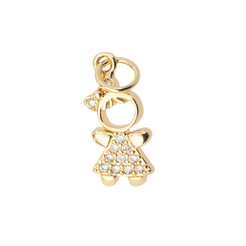 Dije Chapa con Circonia Niña 15.7x7.3mm Dorado