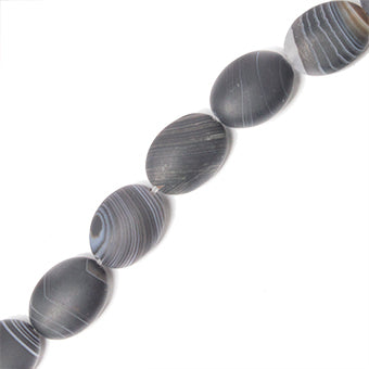 Agata Oval 16x12mm Negro Mate