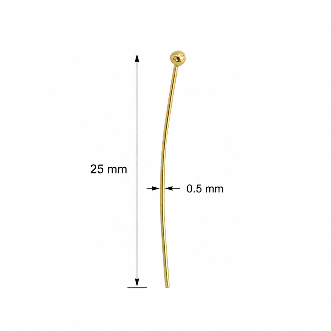 Alfiler Cabeza Redonda 25x.5mm Dorado 3