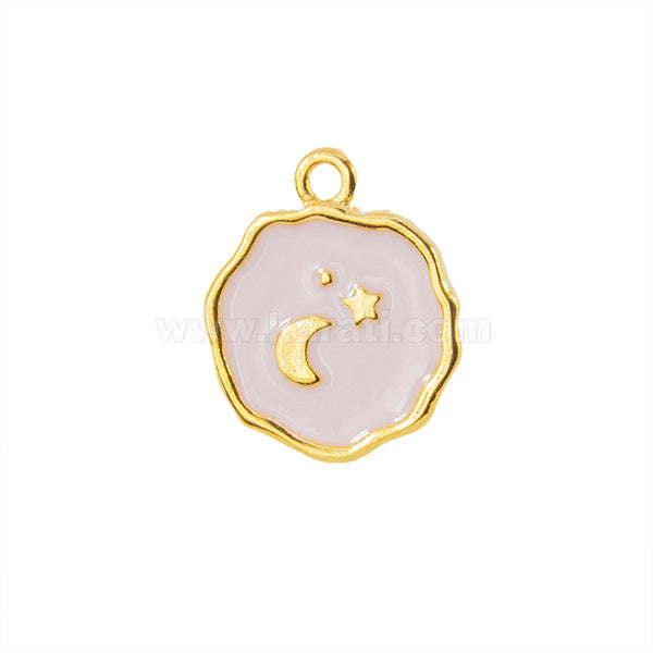 Dije Chapa y Resina Luna 19x16mm Rosa