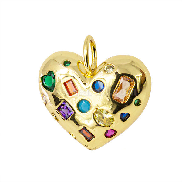 Dije Chapa con Circonia Corazon 22x22.4mm Dorado