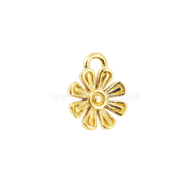 Dije Chapa Flor 8.3x6.5mm Dorado