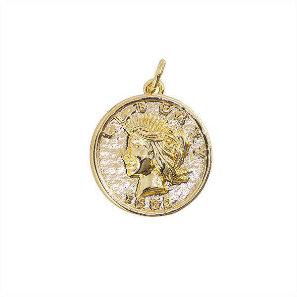 Dije Chapa Moneda 20.5x18.5mm Dorado