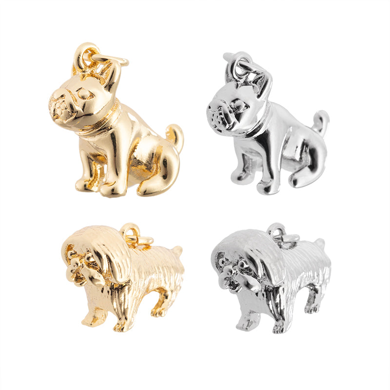 Dije Chapa Perro 15.5x17mm Dorado/Plateado