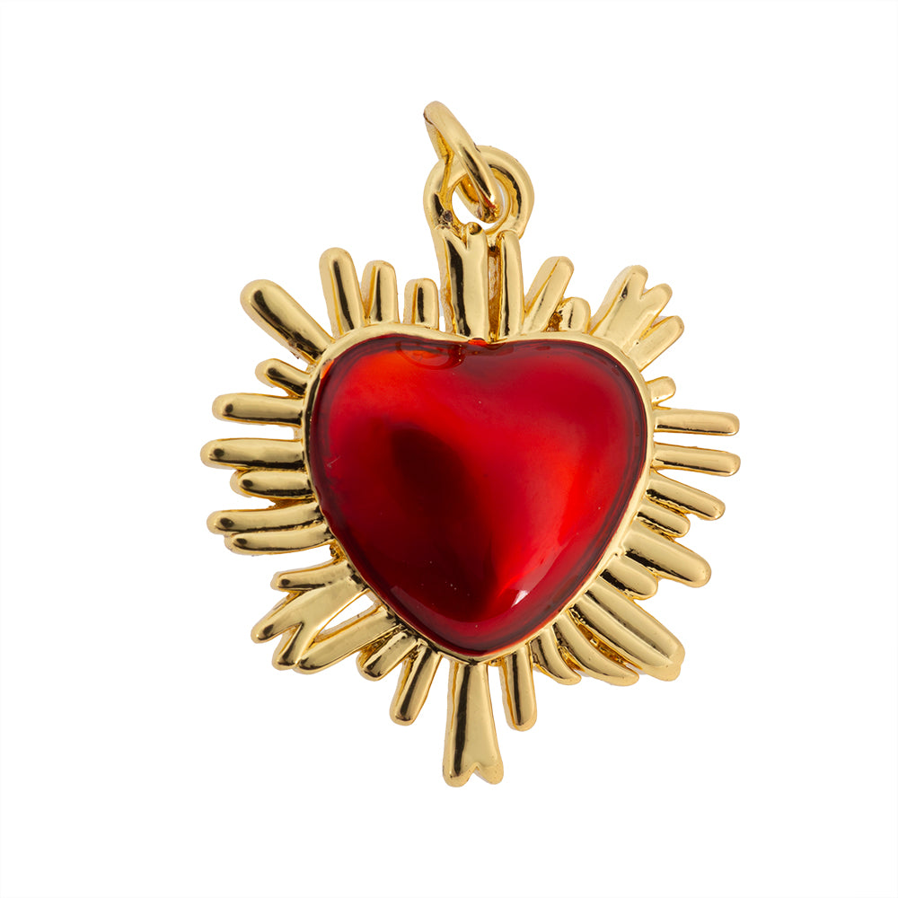Dije Chapa con Esmalte Corazón Destello 25x21.5mm Dorado