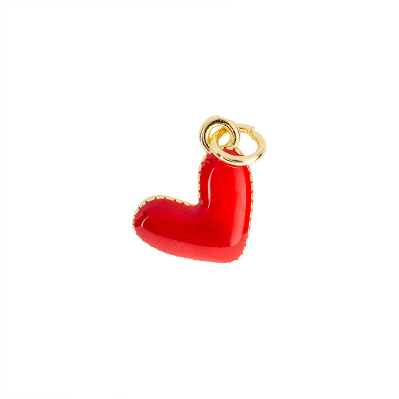 Dije Chapa con Esmalte Corazón 10x13mm Dorado