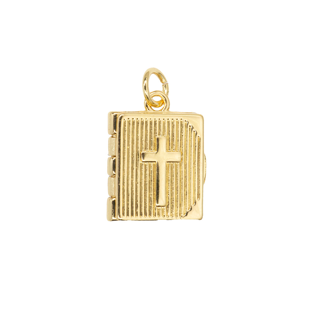 Dije Chapa Relicario Biblia 16x12.5mm Dorado