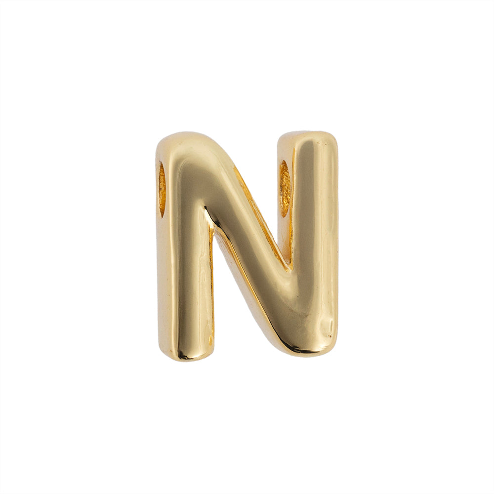 Dije Chapa Letra N 13x9mm Dorado