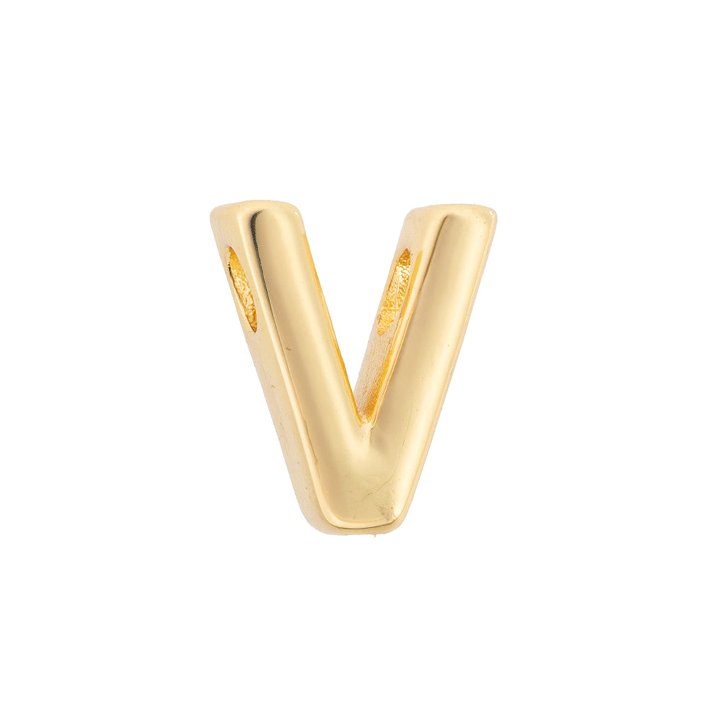 Dije Chapa Letra V 13x9mm Dorado
