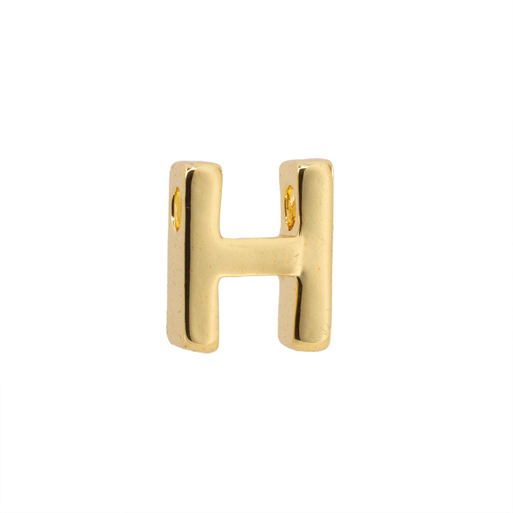 Dije Chapa Letra H 8.5x6mm Dorado