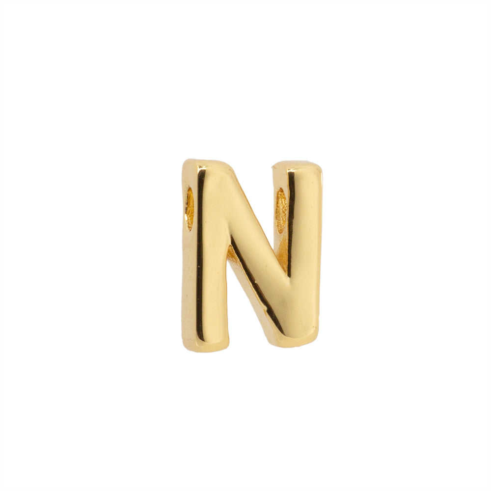 Dije Chapa Letra N 8.5x6mm Dorado