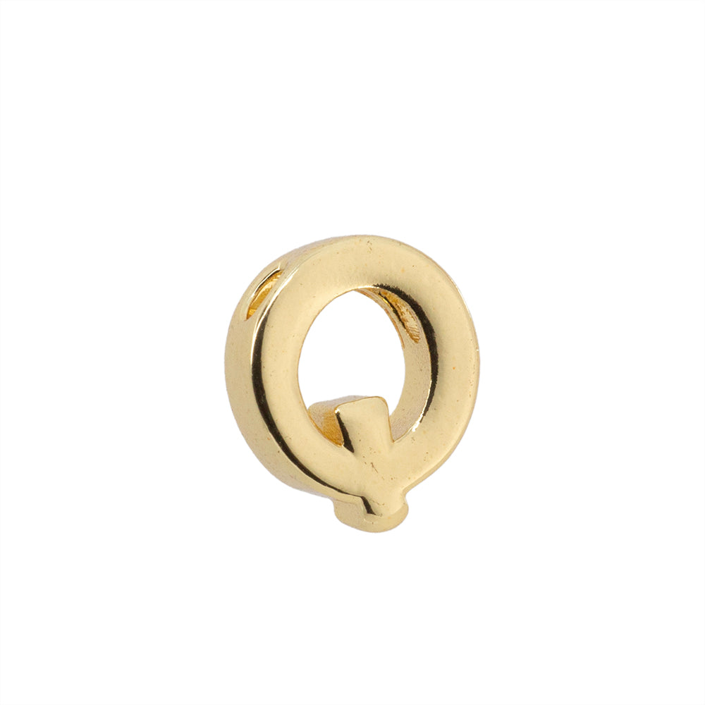 Dije Chapa Letra Q 8.5x6mm Dorado