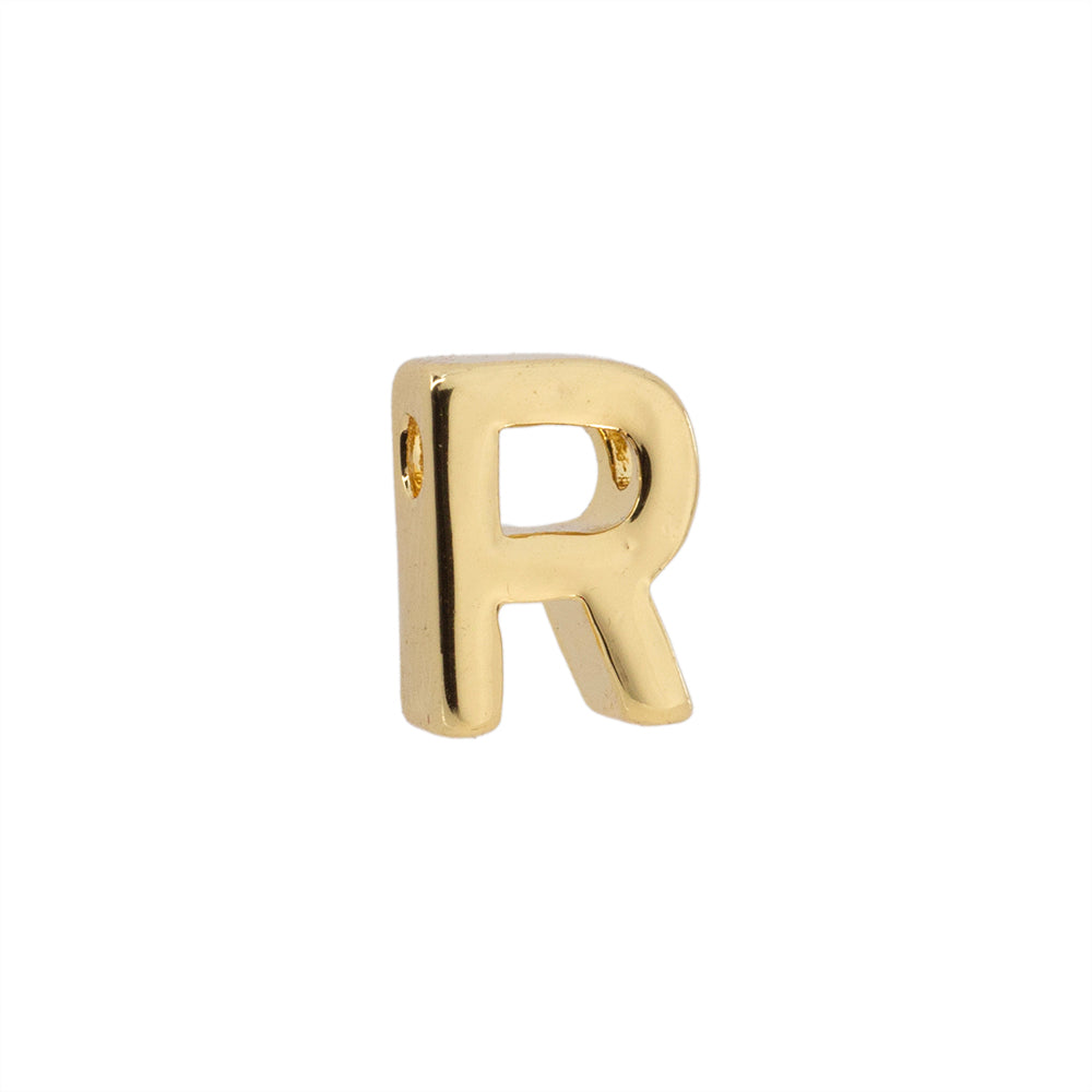 Dije Chapa Letra R 8.5x6mm Dorado