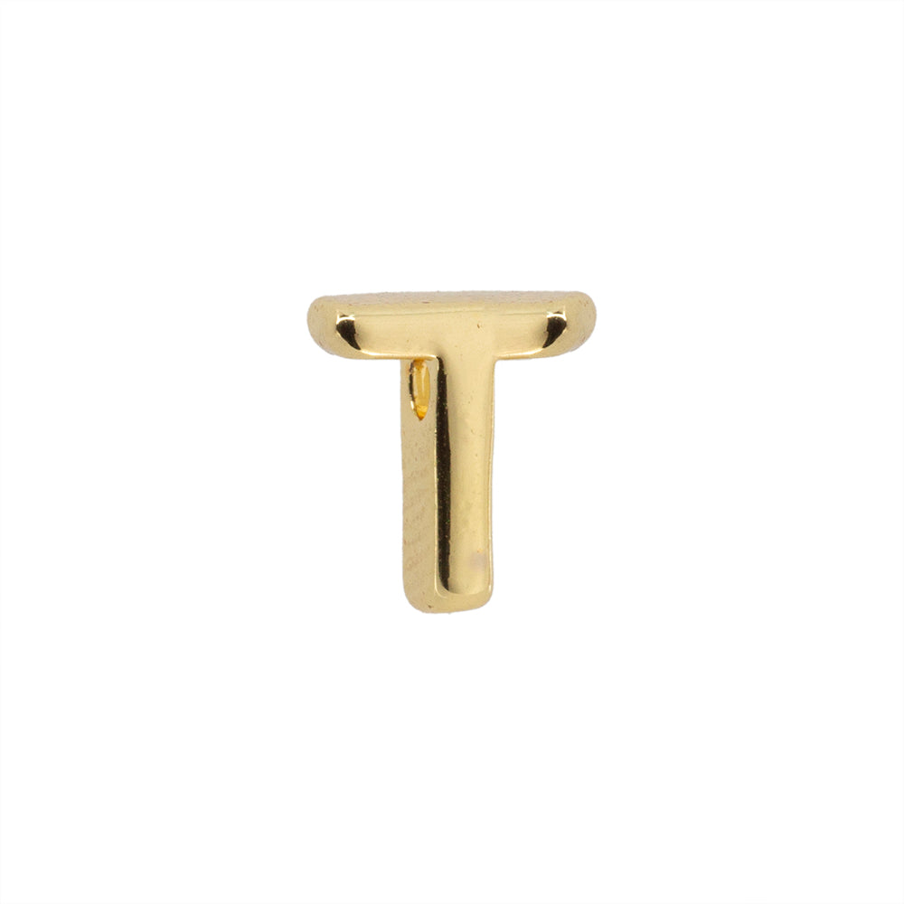 Dije Chapa Letra T 8.5x6mm Dorado