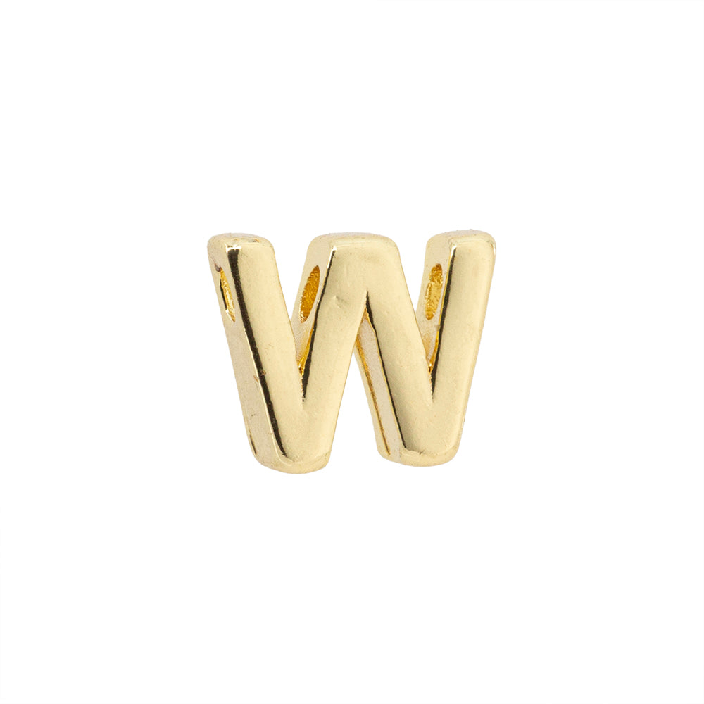 Dije Chapa Letra W 8.5x6mm Dorado