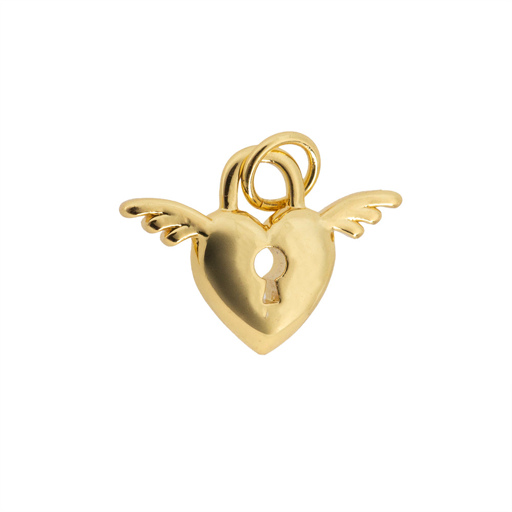 Dije Corazón con Alas 12x16.5mm Dorado