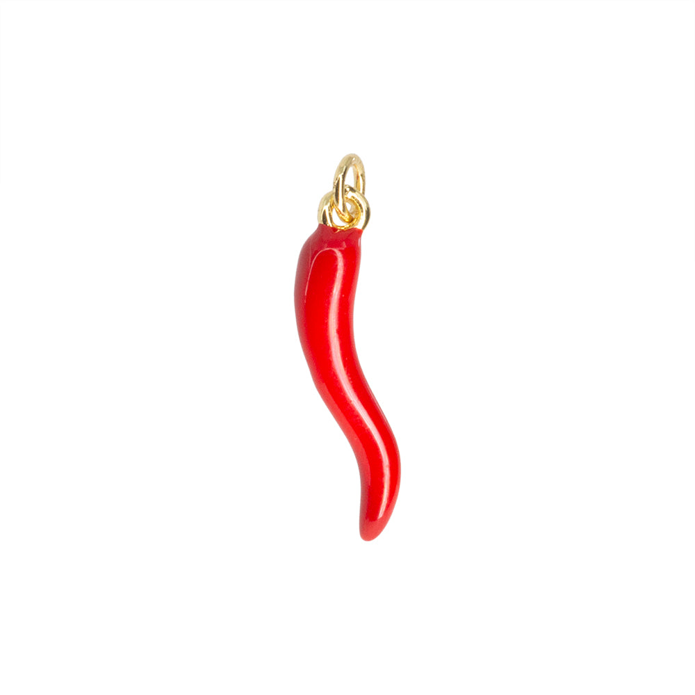 Dije Chile Esmaltado Rojo 25.5x4.5mm Dorado