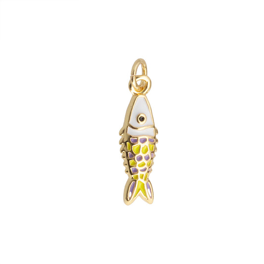 Dije Pez Esmaltado Blanco 21x6.5mm Dorado