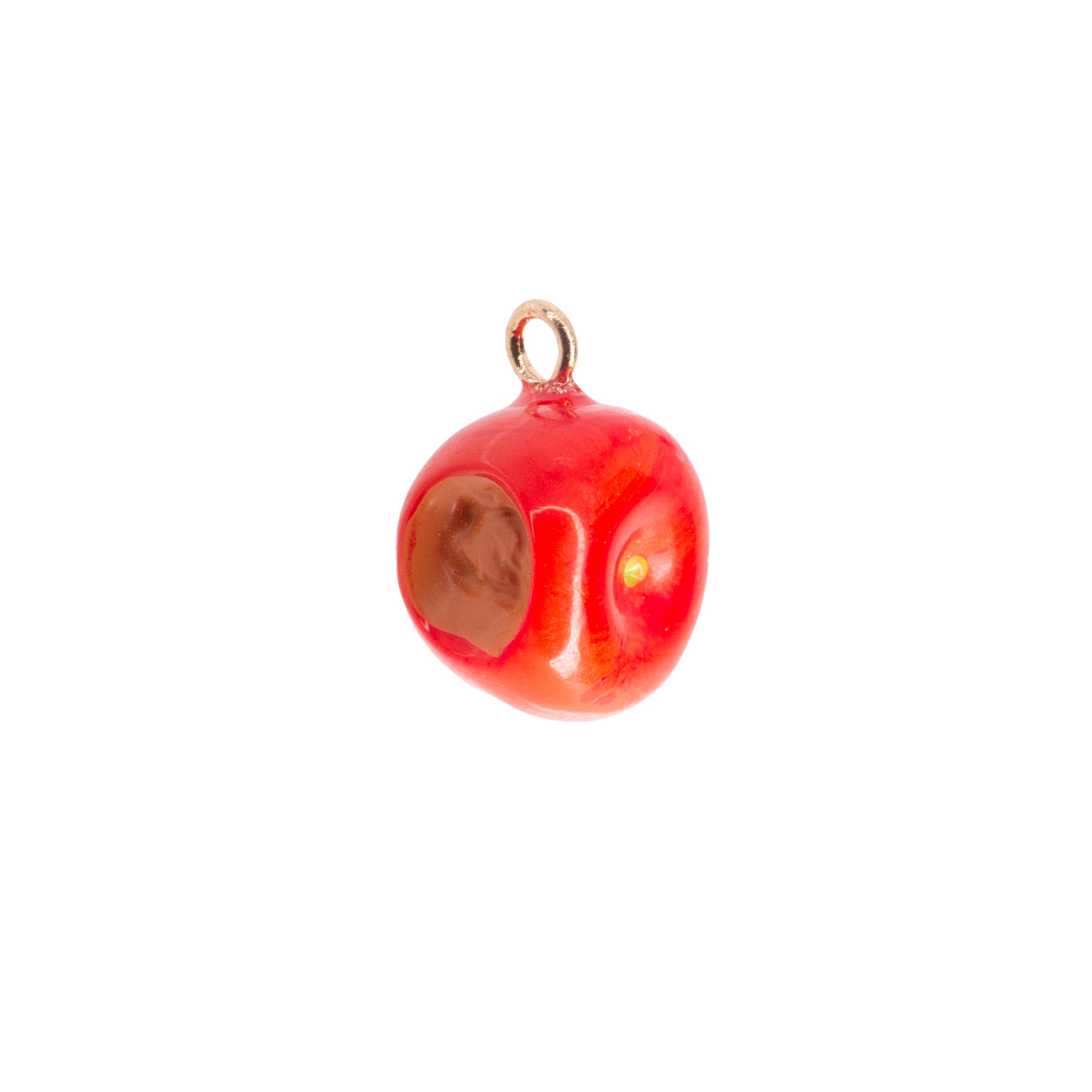 Dije Fruta Acrílico Manzana 15x10mm Dorado