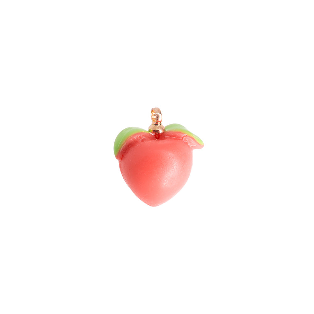 Dije Fruta Acrílico Durazno 16.5x15mm Dorado