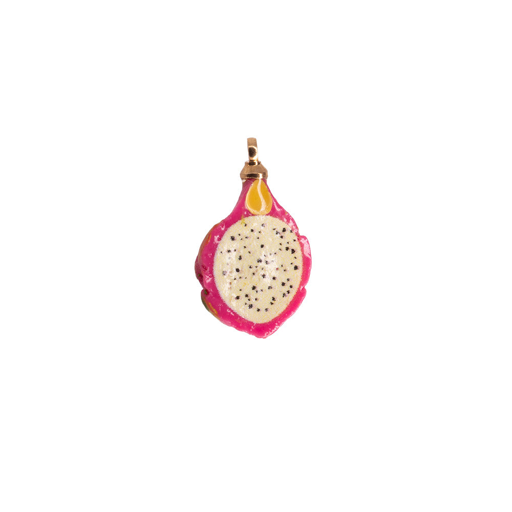 Dije Fruta Acrílico Pitaya 19.5x11.5mm Dorado