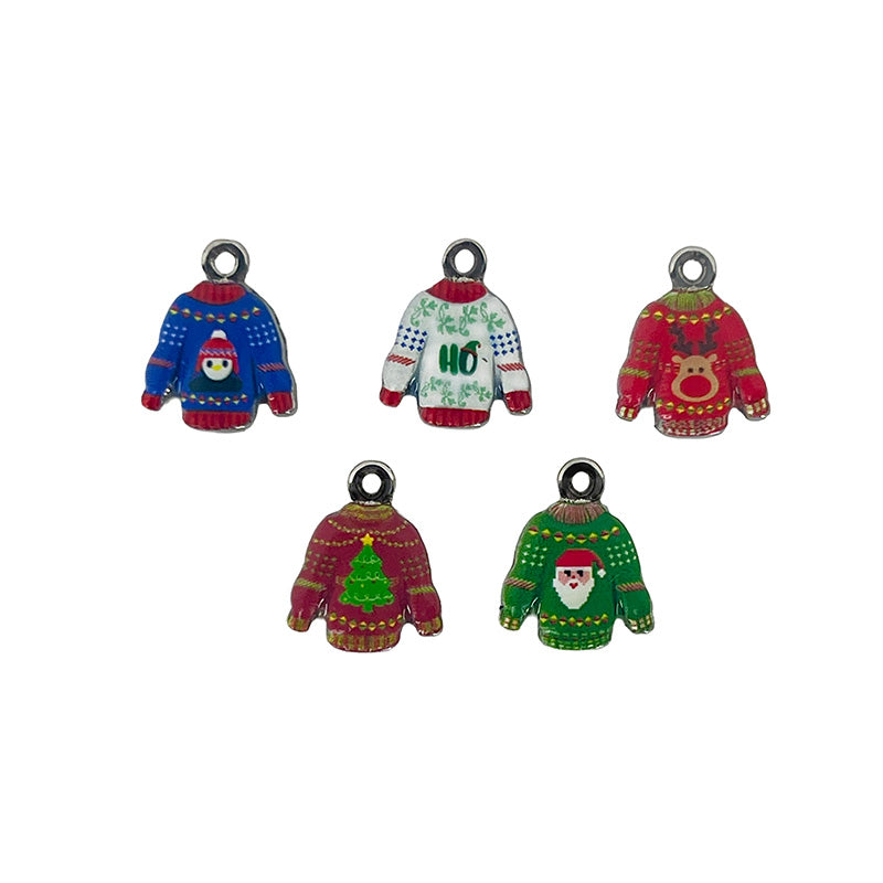 Dije Suéter Navidad con Impresión Varios Diseños 14.5x12mm Níquel