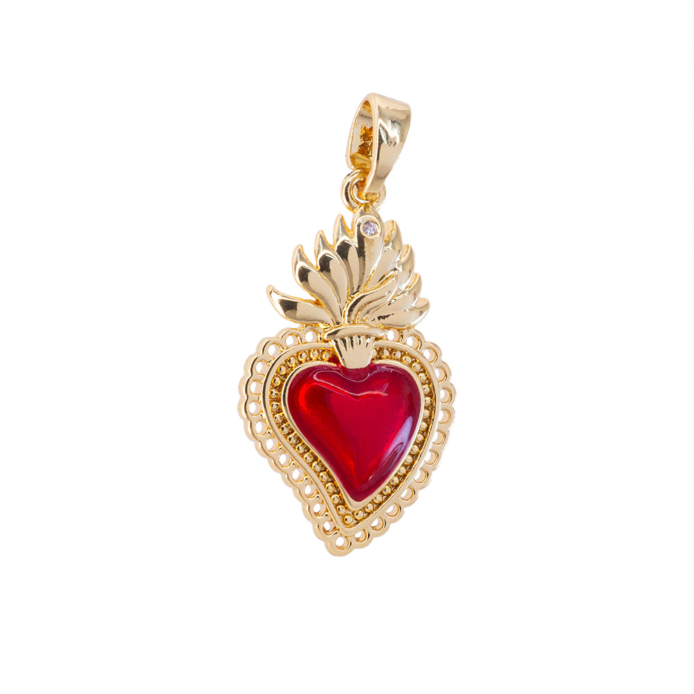 Dije Sagrado Corazon Esmaltado 23x13.5mm Dorado
