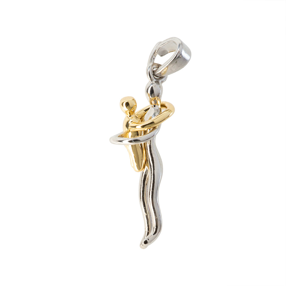 Dije Mamá y Niño 25x7.5mm Dorado Plateado