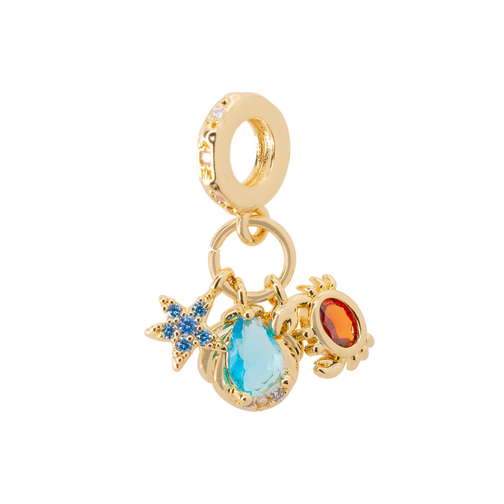 Dije Concha Estrella y Cangrejo con Circonia 11x2mm Dorado