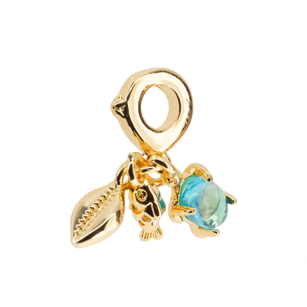 Dije Tortuga Concha y Pez 11x2mm Dorado