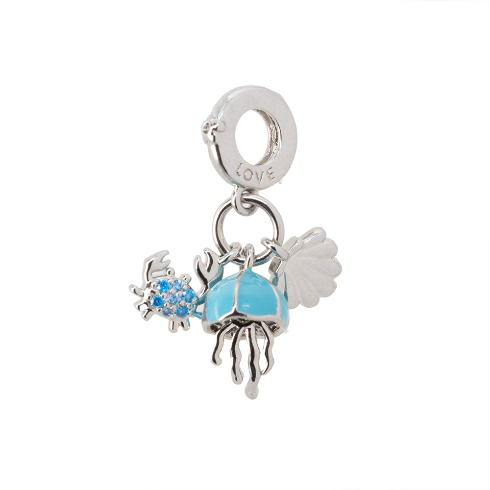 Dije Cangrejo Medusa y Concha 11x2mm Plateado