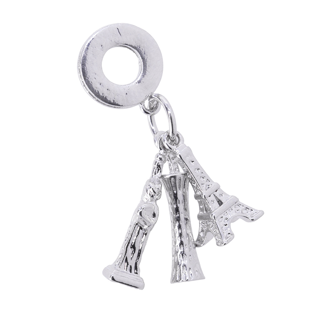Dije Estatua de la Libertad y Torre Eiffel 11x2mm Plateado