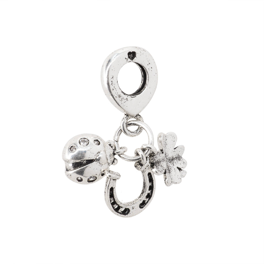 Dije Catarina Herradura y Trébol 11x2mm Plateado